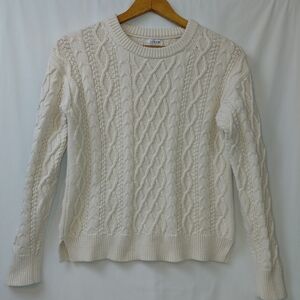 J. Crew Factory Fisherman Cable Knit Sweater Women's Size XS Cream Crewneck
